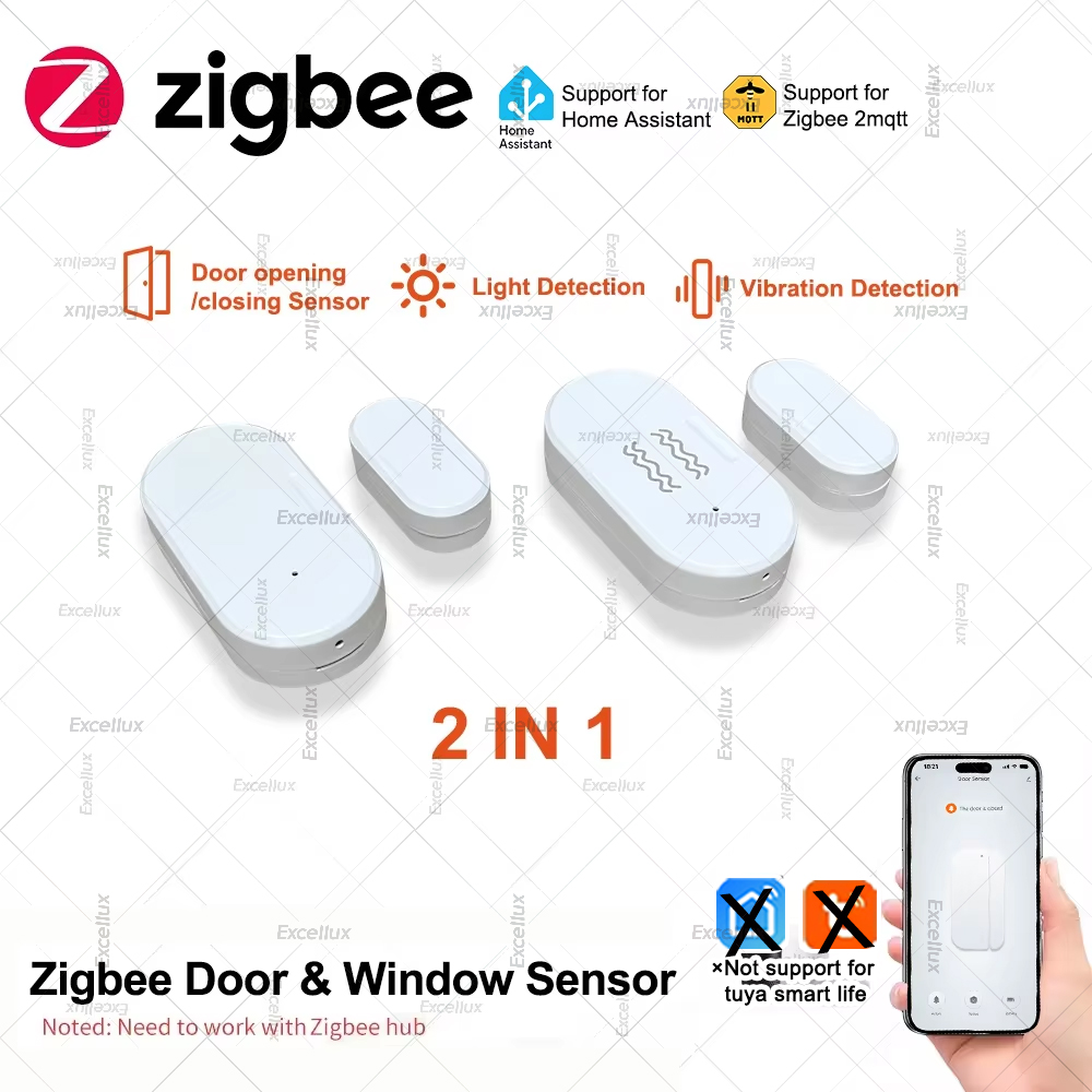 Home Security Business - Zigbee 3.0 เซ็นเซอร์ประตูหน้าต่างความสว่าง/เซ็นเซอร์การสั่นสะเทือน Smart Home Security