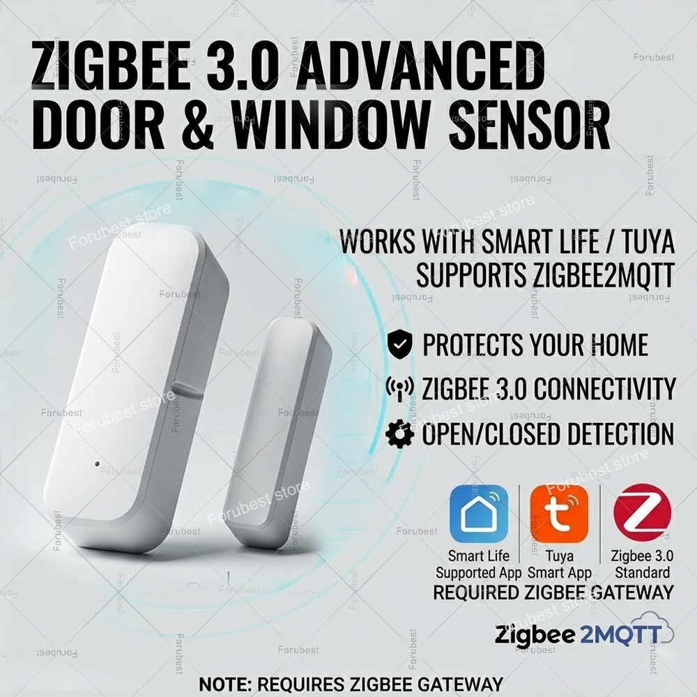 Home Security With Ai - ทูยา ซิกบีเซ็นเซอร์ประตูหน้าต่าง ระบบเตือนภัยความปลอดภัยในบ้านอัจฉริยะ เครื่องตรวจจับการสัมผัสแม่เหล็กไร้สาย ควบคุมผ่านแอพด้วยโฮม แอสซิสท์