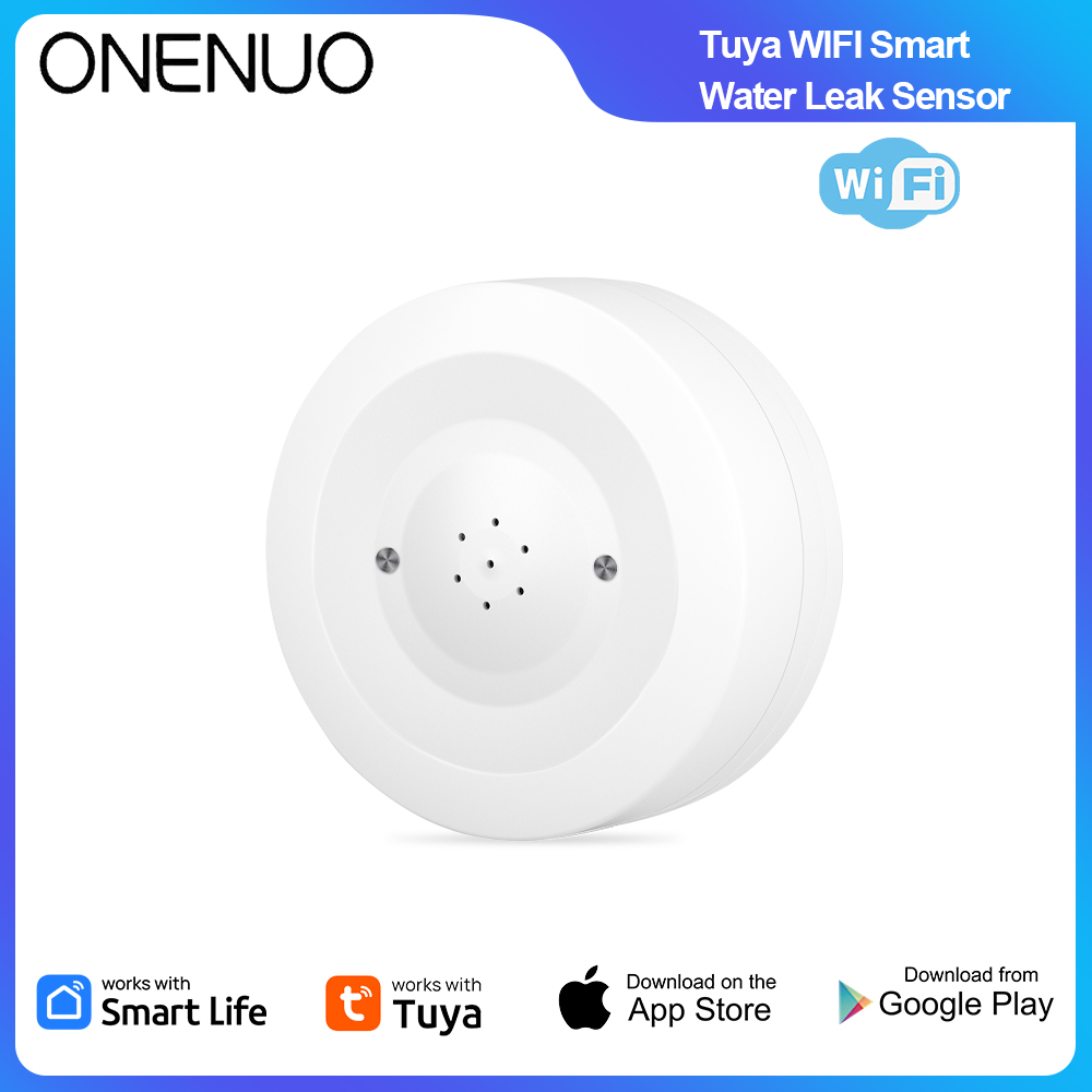 Home Security With Ai - ONENUO WiFi Tuya เซ็นเซอร์ตรวจจับน้ำรั่ว เครื่องตรวจจับน้ำท่วม IP55