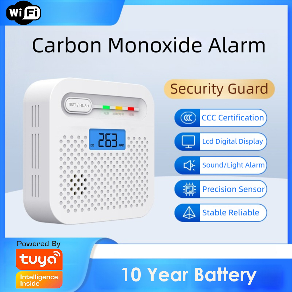 Home Security Monitoring System - เครื่องตรวจจับคาร์บอนมอนอกไซด์อัจฉริยะ Tuya Smart WiFi พร้อมหน้าจอ LCD