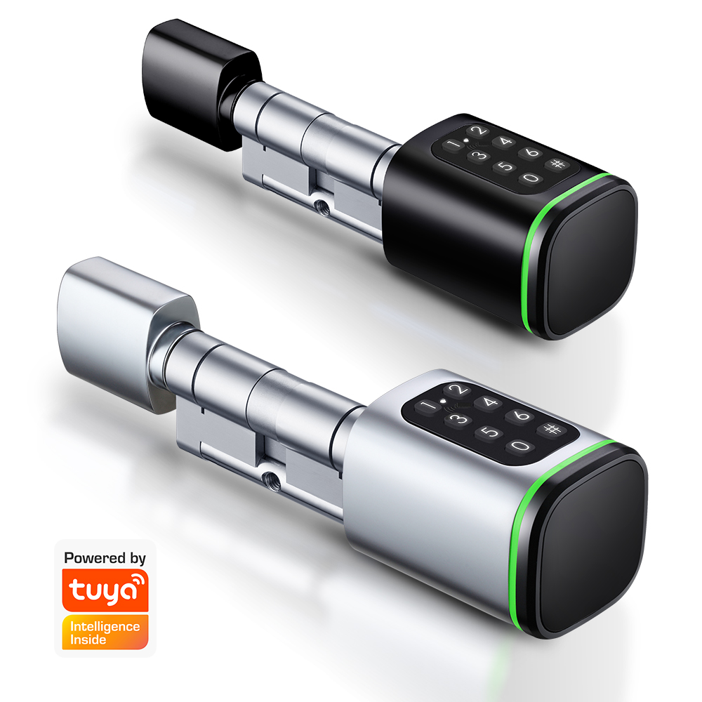 Home Security Essential - สมาร์ทล็อคกระบอก Tuya 60-90 มม.บลูทูธ APP ระยะไกลลายนิ้วมือ