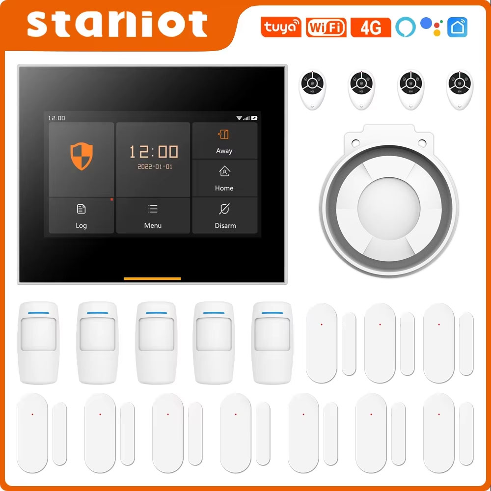 Home Security Diy - ชุดระบบเตือนภัยอัจฉริยะไร้สาย Staniot 433MHz Wifi 4G สำหรับบ้านและโรงรถ