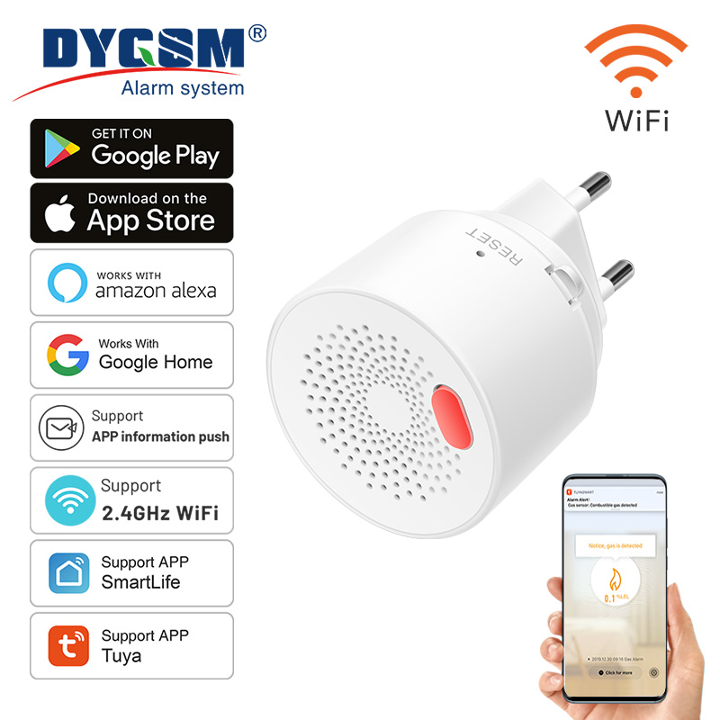 Home Security With Ai - Tuya เซ็นเซอร์ก๊าซธรรมชาติ WiFi สมาร์ทโฮม, เครื่องตรวจจับแก๊ส LPG