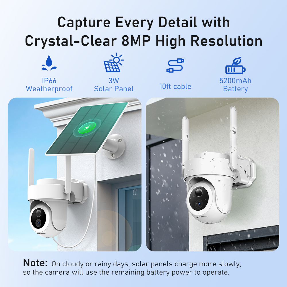 ระบบกล้องพลังงานแสงอาทิตย์ 8MP - Home Security With Ai บทวิจารณ์และราคา