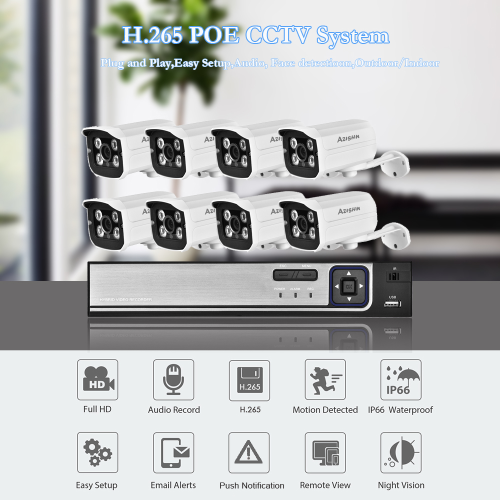 H.265 HD 5MP POE NVR ชุด Stree - Home Security Video Recording Systems บทวิจารณ์และราคา