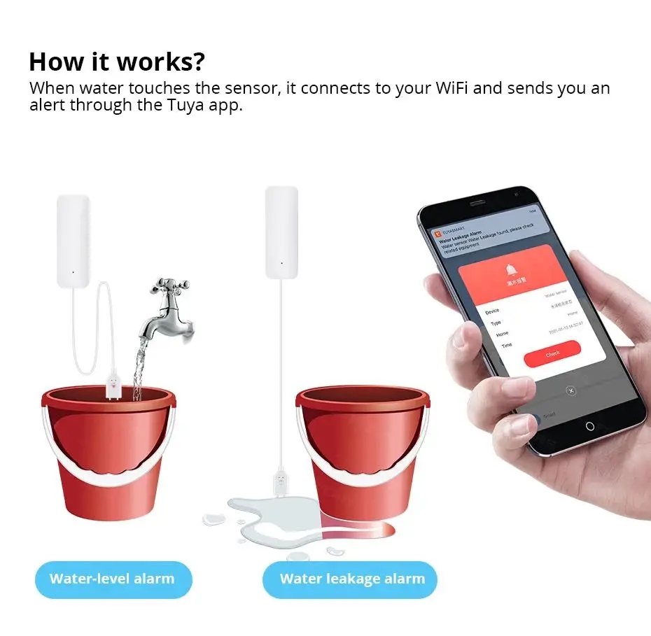 Tuya เซ็นเซอร์น้ำรั่ว, มีไวไฟอ - Home Security With Ai บทวิจารณ์และราคา