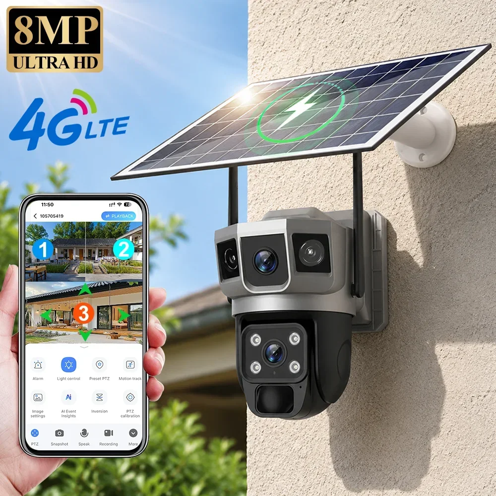 กล้อง V380 4K 3 หน้าจอ 4G แบตเ - Home Security With Ai บทวิจารณ์และราคา