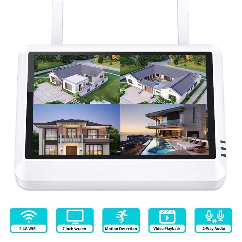 B44C ไร้สาย 8CH 7 นิ้วจอ LCD N - Home Security Video Recording Systems บทวิจารณ์และราคา