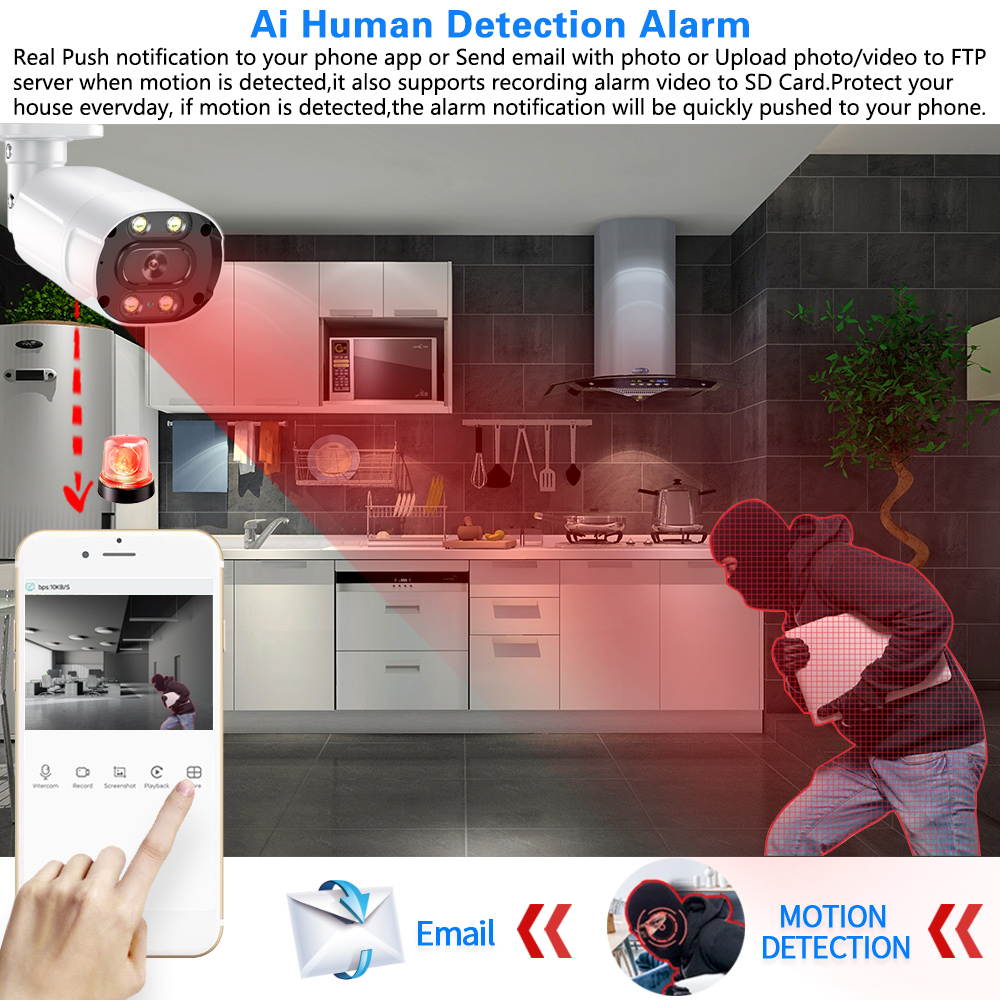 กล้องวงจรปิด4K AHD 8MP บนถนนชุ - Home Security Monitoring System บทวิจารณ์และราคา